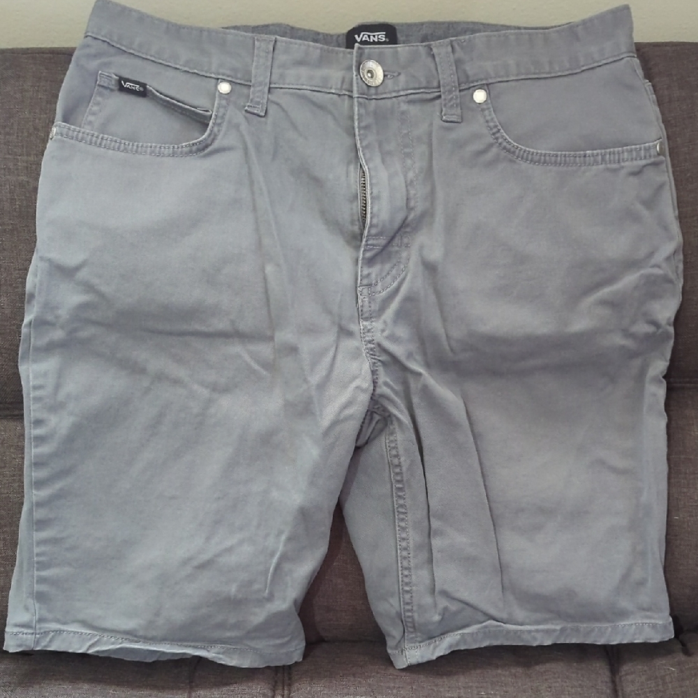 Vans Gray Flat Front Shorts with Knee-Length Style